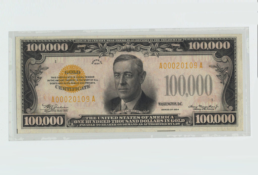 Amerikaanse biljet van $100.000