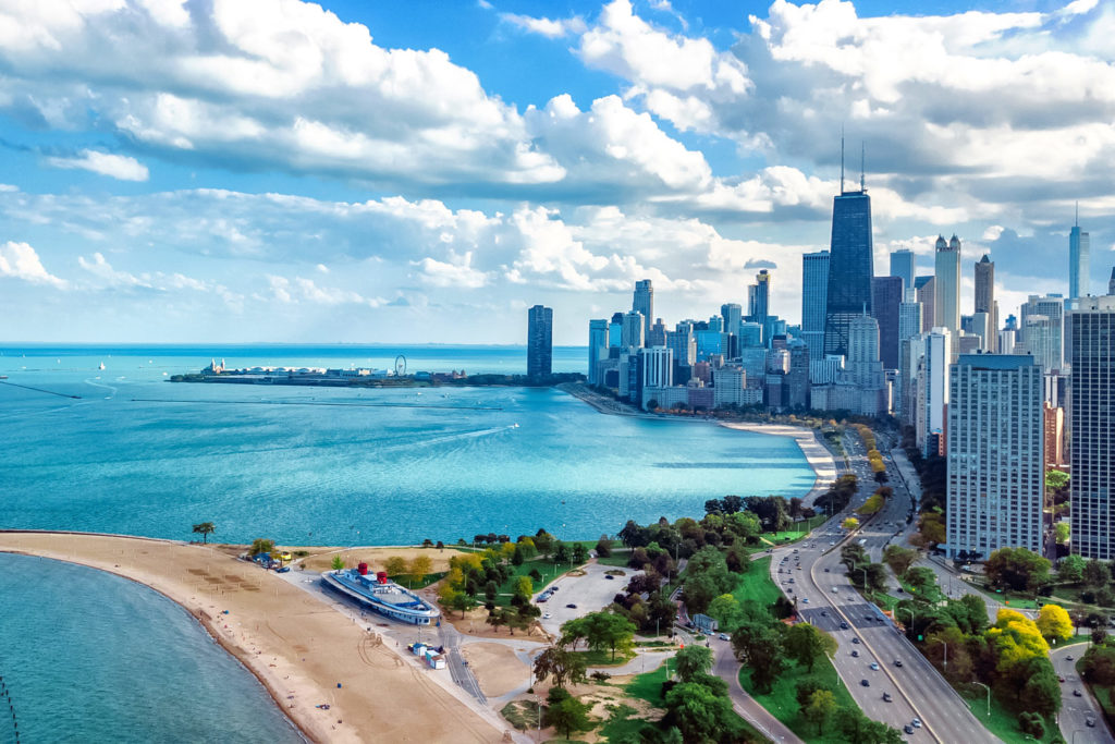 lake-michigan-chicago Lake Michigan bij Chicago, gratis naar het strand!