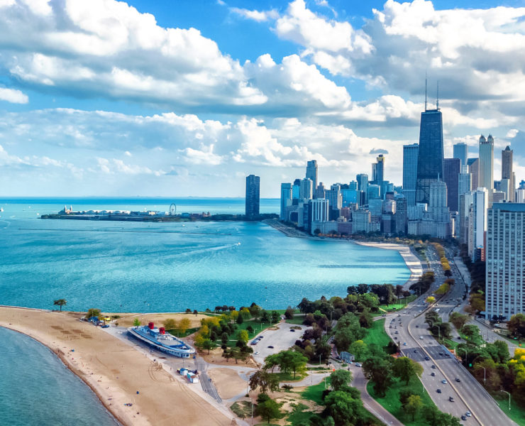 Lake Michigan bij Chicago, gratis naar het strand!