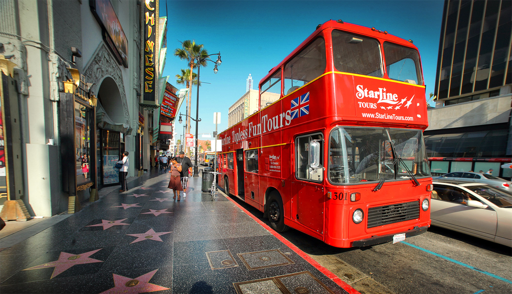 Een Starline tour bus in Los Angeles
