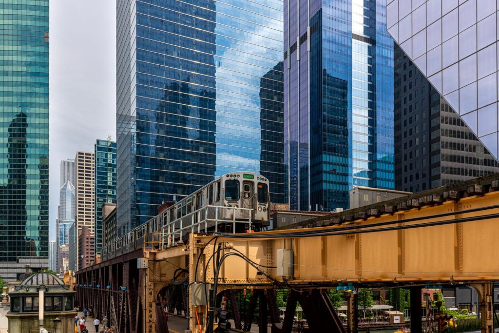 subway-theloop-chicago De bovengrondse (The Loop) subway in Chicago