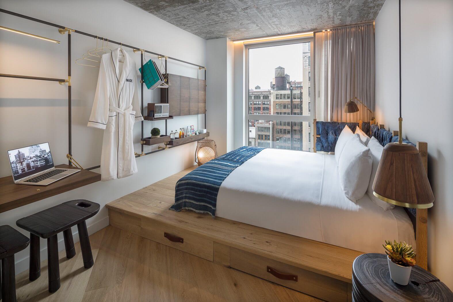Een hotelkamer in het Made Hotel in New York City