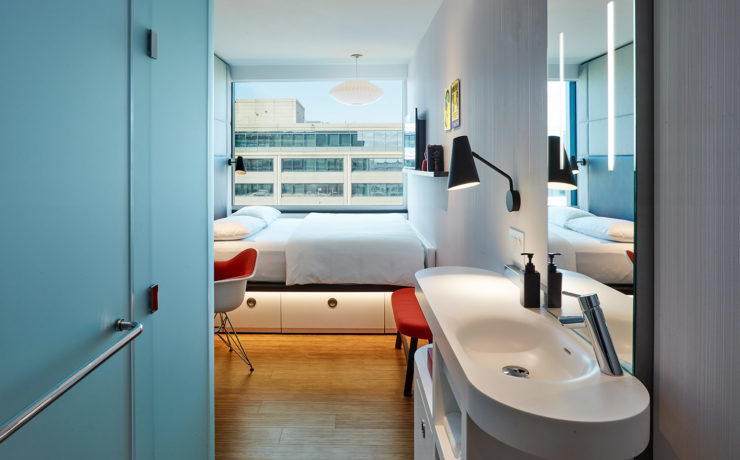 Een hotelkamer in het citizenM hotel in Washington DC