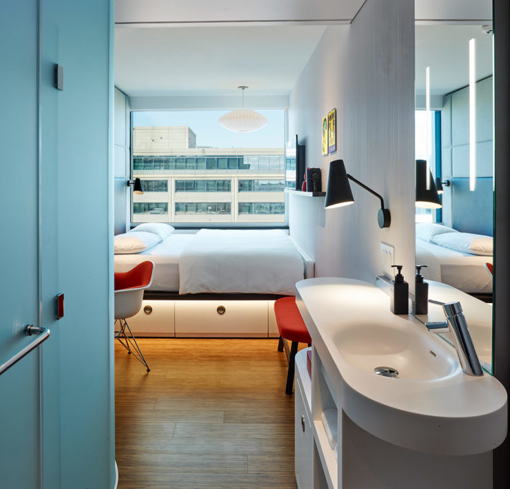 Een hotelkamer in het citizenM hotel in Washington DC