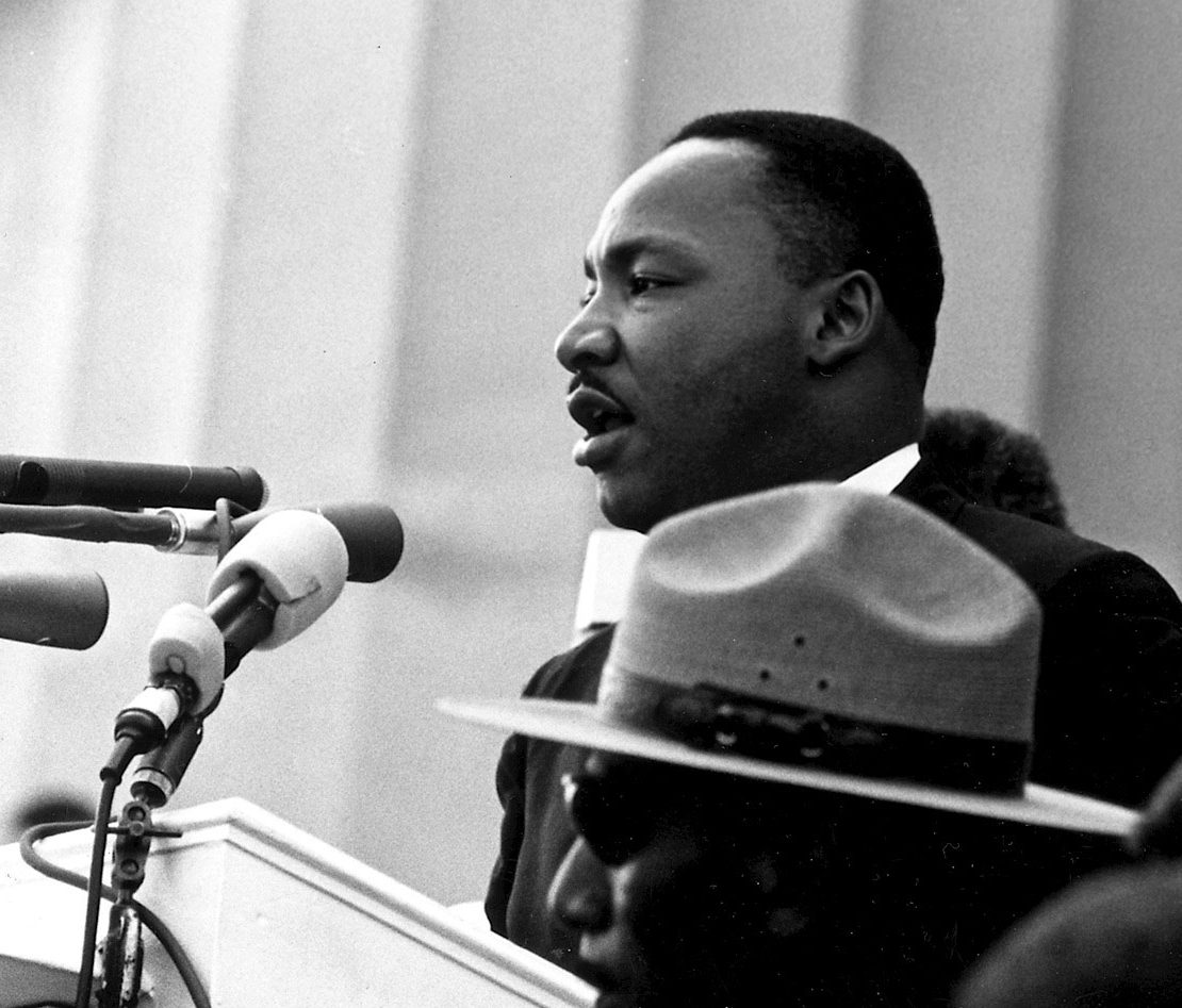 Martin Luther King tijdens zijn beroemde 'I have a Dream' speech in Washington DC