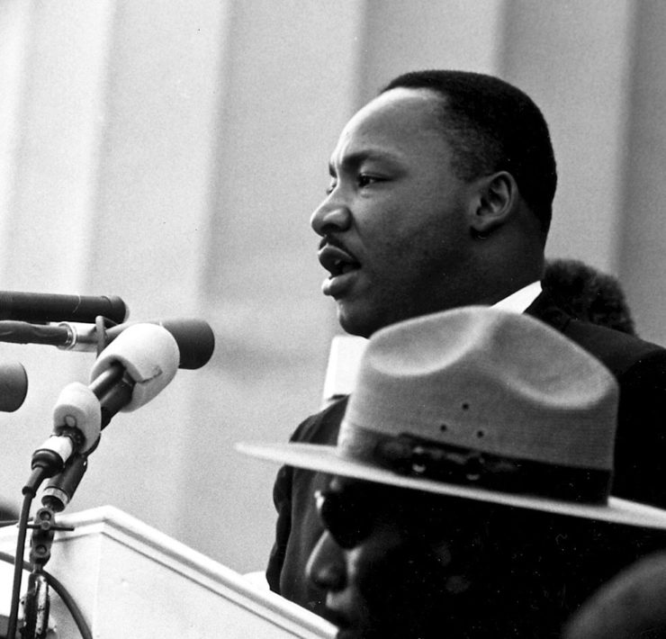 Martin Luther King tijdens zijn beroemde 'I have a Dream' speech in Washington DC