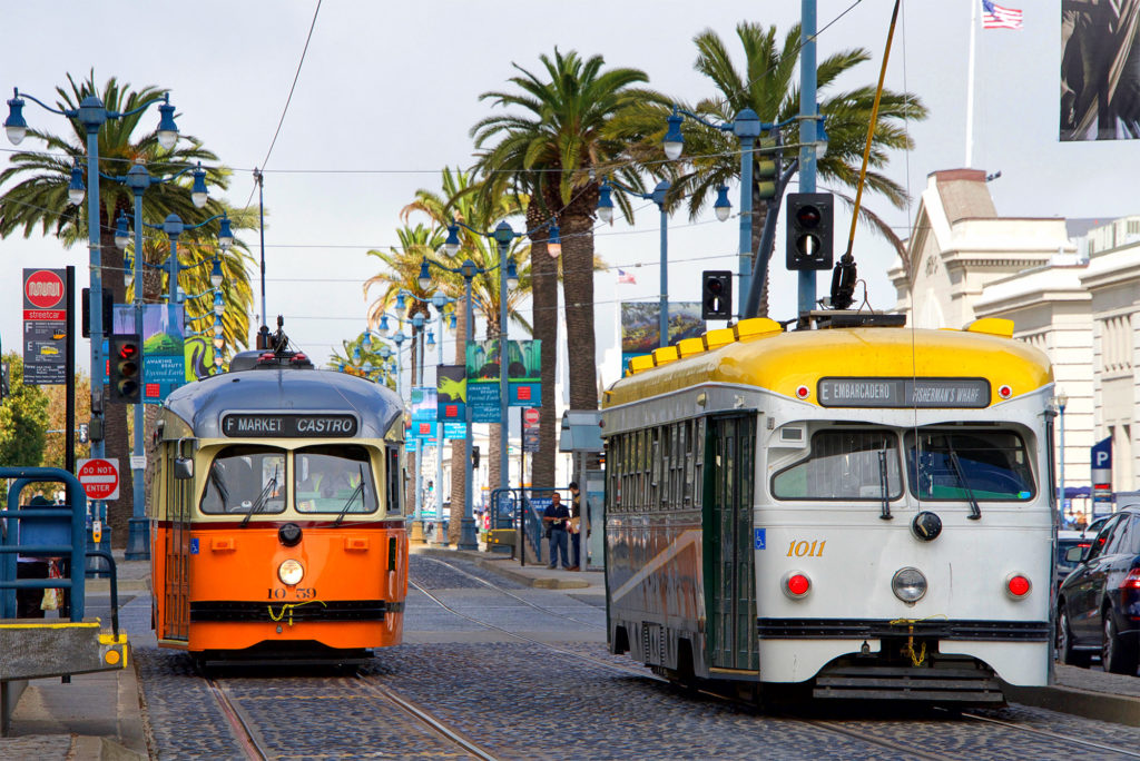 De vintage MUNI trams in San Francisco