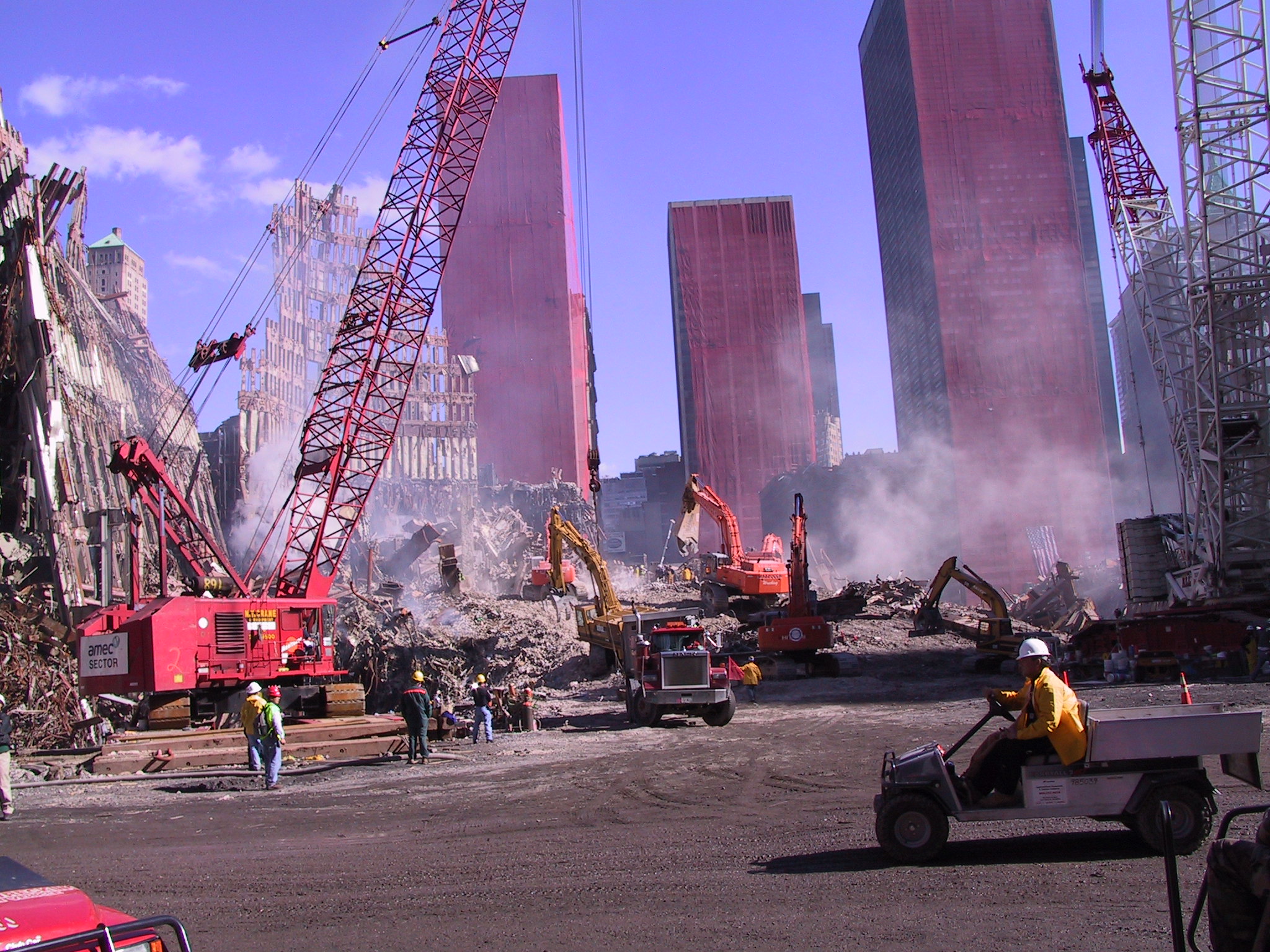 De opruimwerken na de aanslagen van 9/11 op het WTC in New York. Foto's: © John Stewart