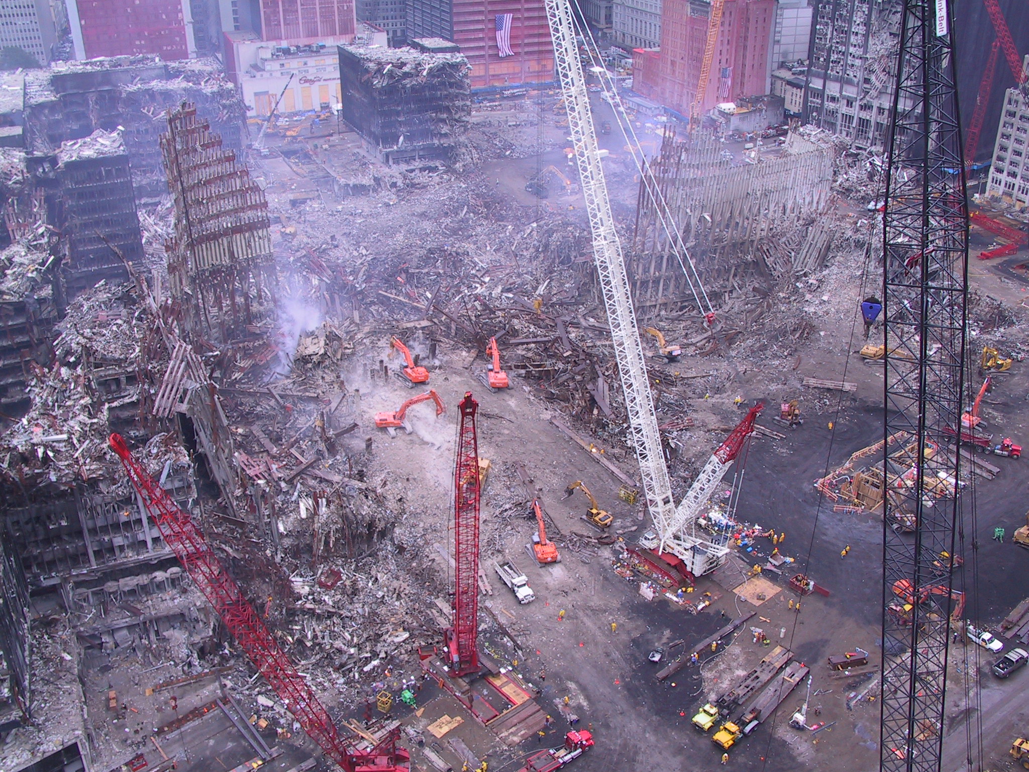 De opruimwerken na de aanslagen van 9/11 op het WTC in New York. Foto's: © John Stewart