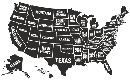 Kaart van Amerika met de 50 staten