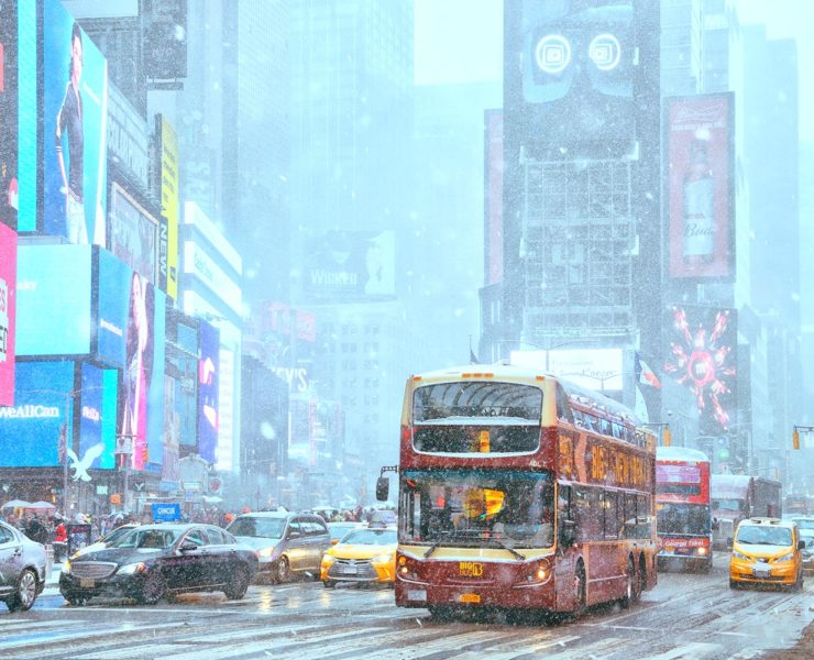 Sneeuw op Times Square in New York City