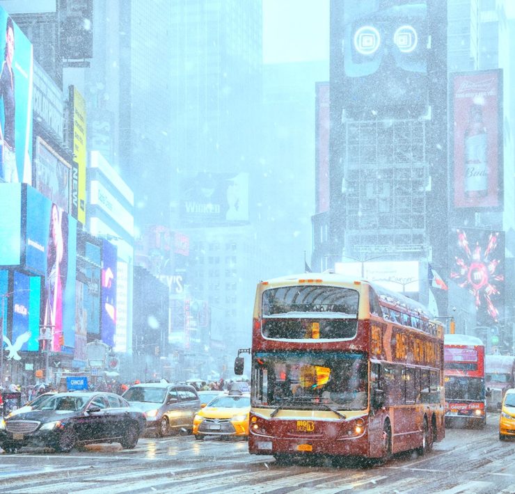 Sneeuw op Times Square in New York City