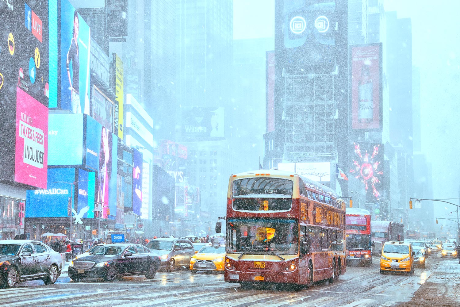 Sneeuw op Times Square in New York City