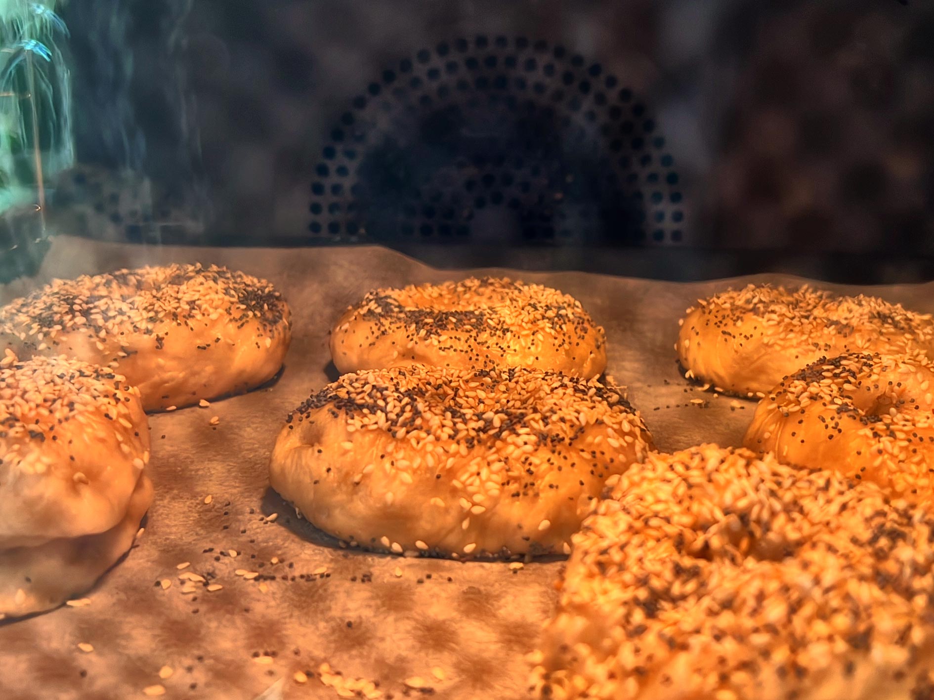 Bak de New York bagels in de oven