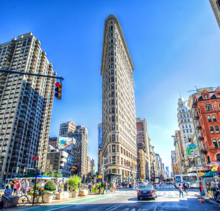 Het iconische Flatiron Building, of ook wel 'Strijkijzergebouw' in New York