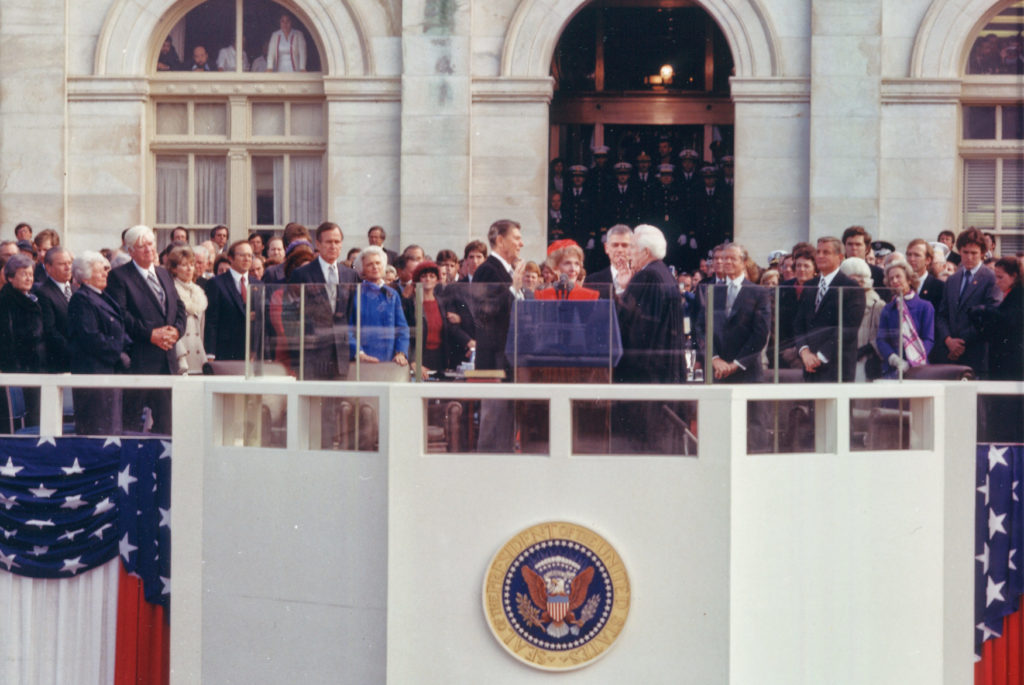 De inauguratie Ronald Reagan, de 40e president van Amerika.