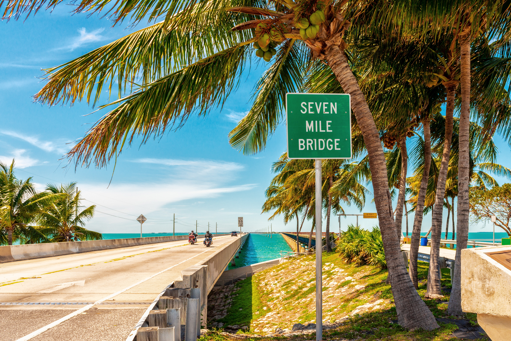 Het begin van de Seven Mile Bridge in Marathon