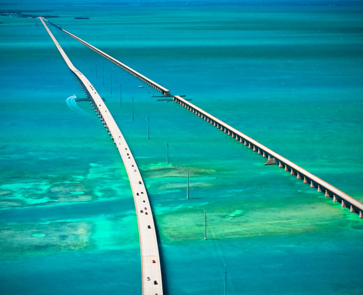 De iconische Seven Mile Bridge (Zeven Mijl Brug) in de Florida Keys