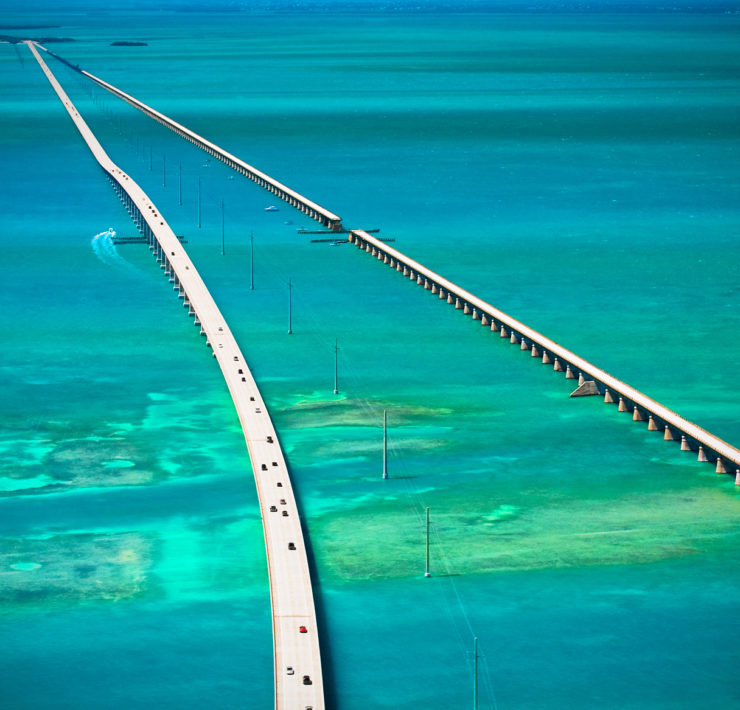 De iconische Seven Mile Bridge (Zeven Mijl Brug) in de Florida Keys