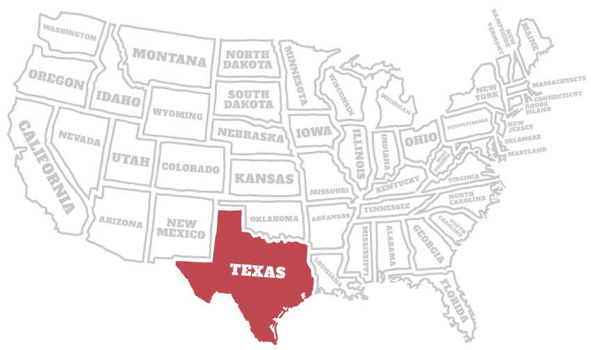 Kaart van USA met Texas uitgelicht Kaart van USA met Texas uitgelicht