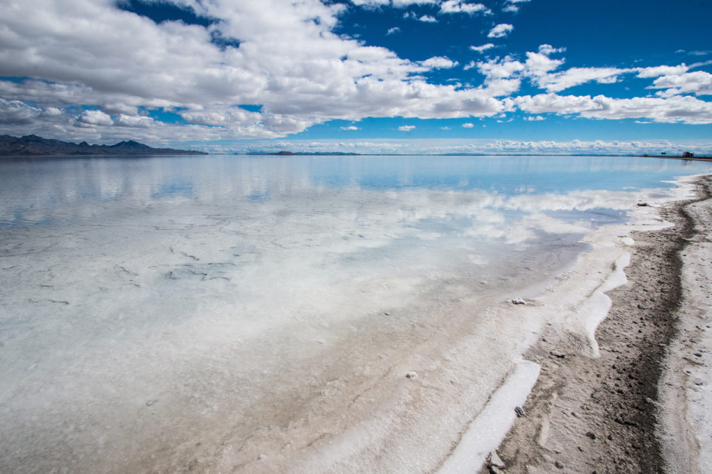 Overstromingen Bonneville Salt Flats in Utah