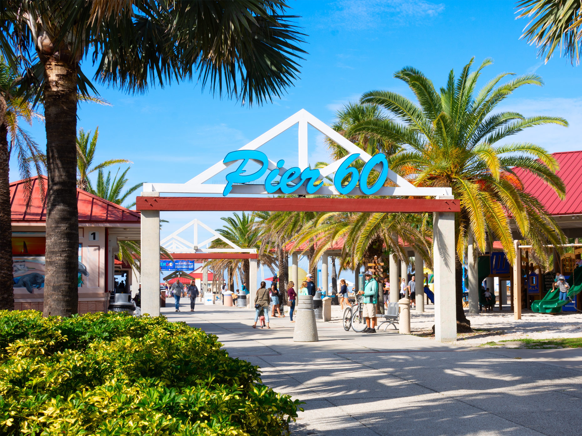 De ingang van Pier 60 in Clearwater Beach De ingang van Pier 60 in Clearwater Beach