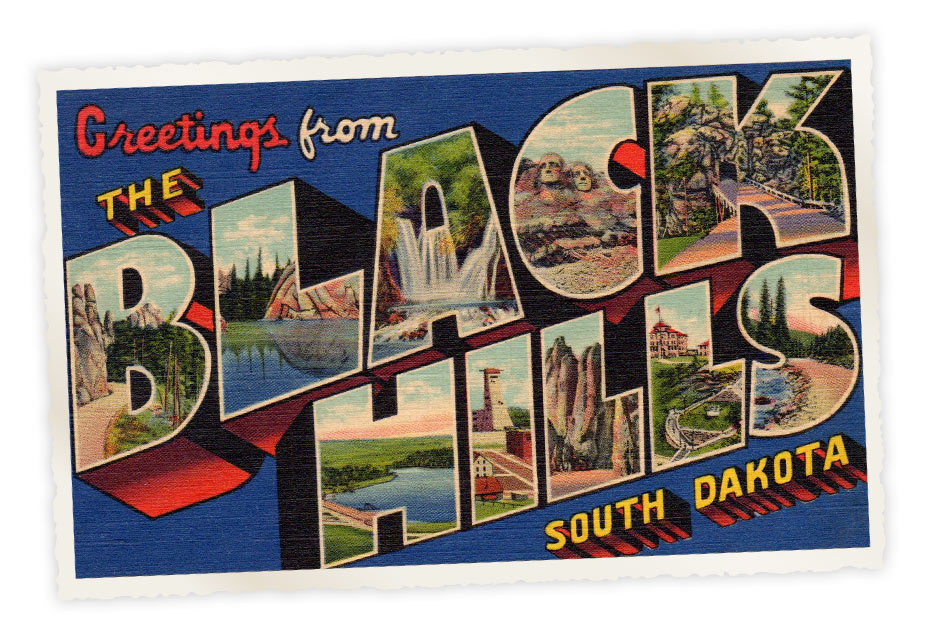 Een vintage postkaart van Black Hills in South Dakota Een vintage postkaart van Black Hills in South Dakota