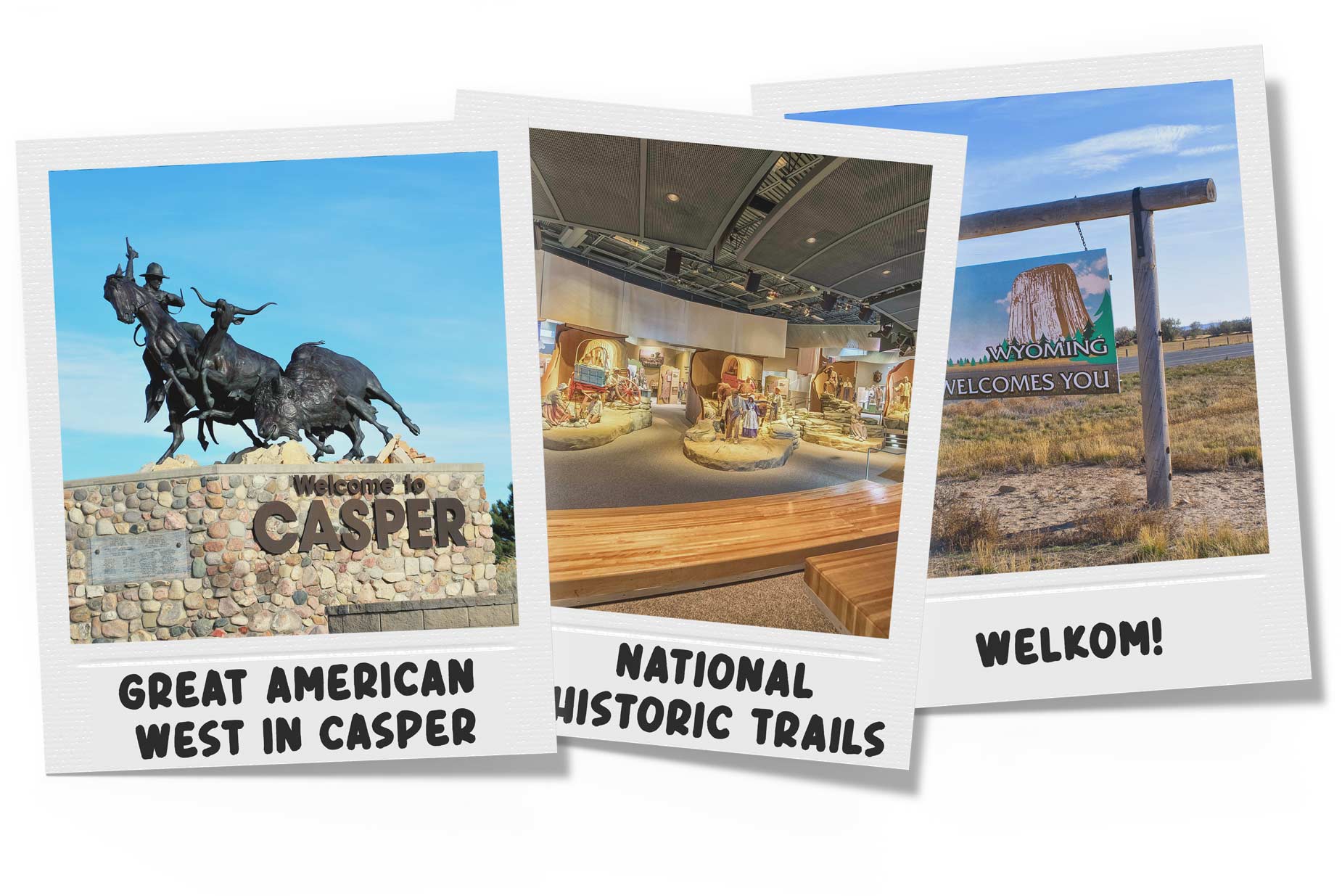 Drie polaroids met foto's in Wyoming