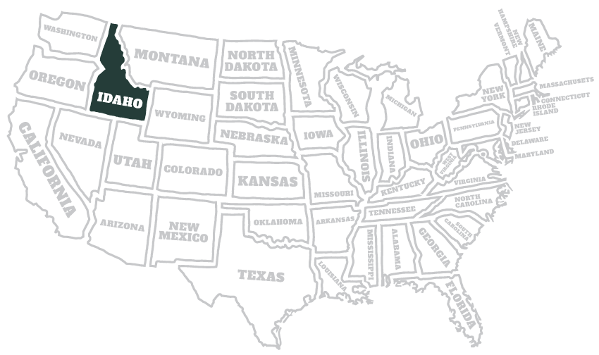 Kaart van Amerika met de staat Idaho uitgelicht Kaart van Amerika met de staat Idaho uitgelicht