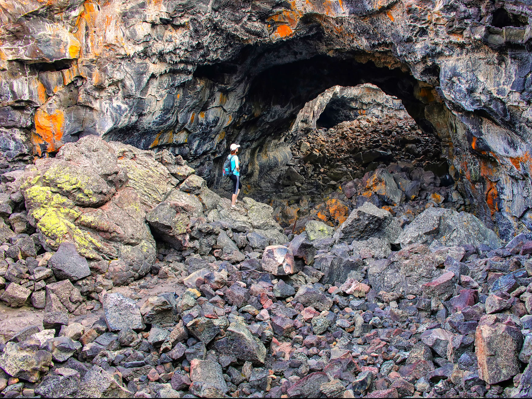 De Indian Tunnel grotten in Craters of the Moon in Idaho De Indian Tunnel grotten in Craters of the Moon in Idaho