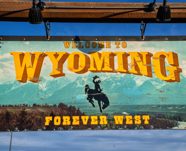 Bord met 'Welcome to Wyoming'