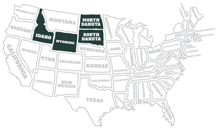 Kaart van de USA met de Great American West-staten