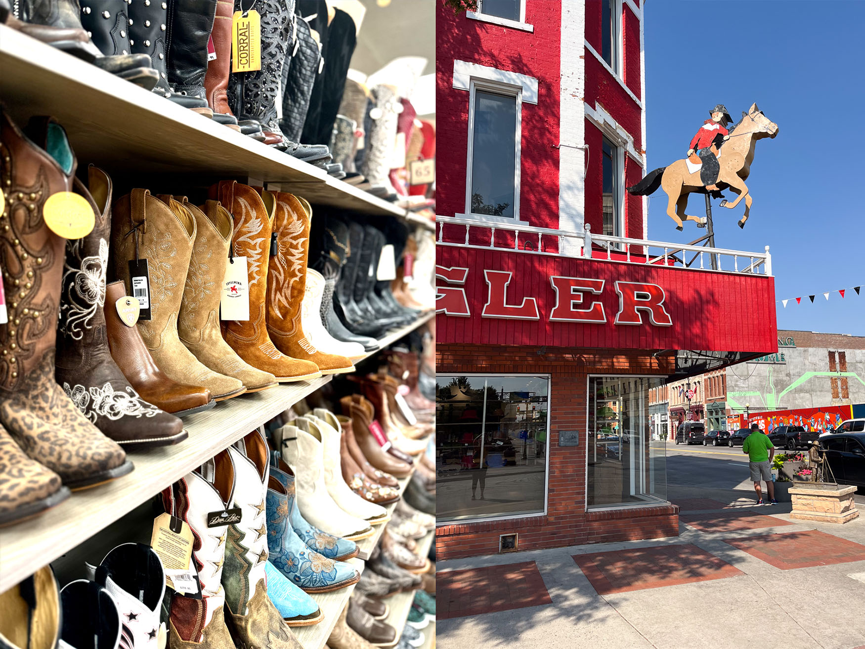 The Wrangler cowboy winkel in Cheyenne, Wyoming The Wrangler cowboy winkel in Cheyenne, Wyoming