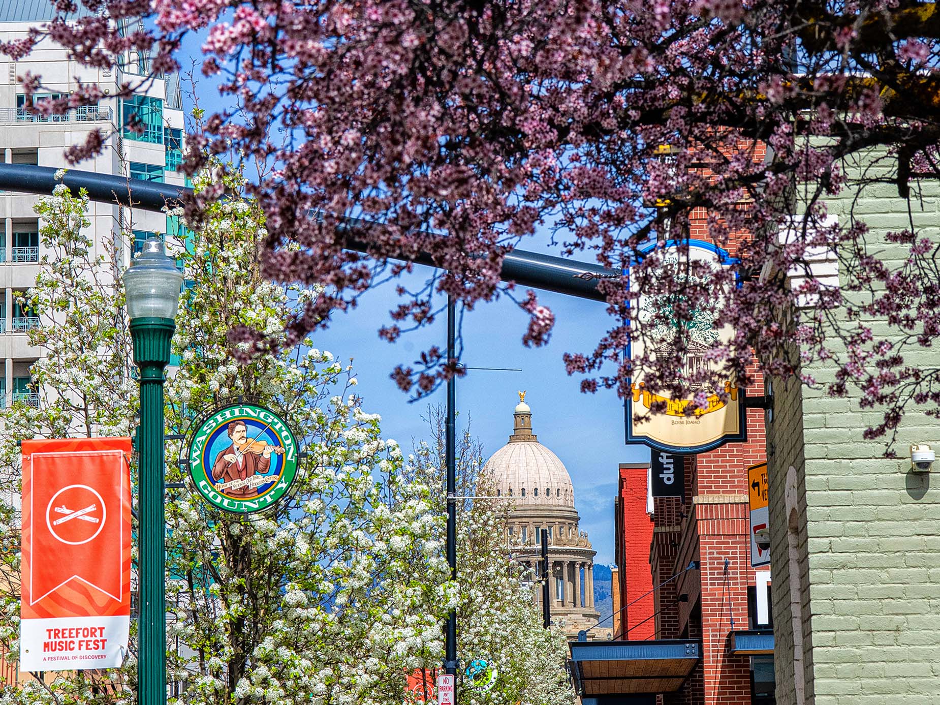 Het Capitool van Boise in Idaho tijdens de lente