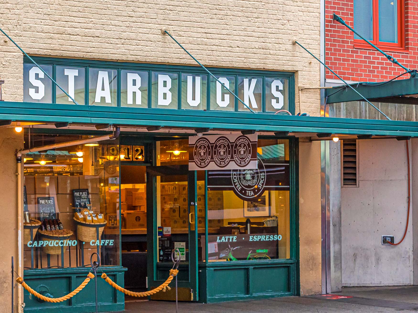 De eerste Starbucks in Seattle