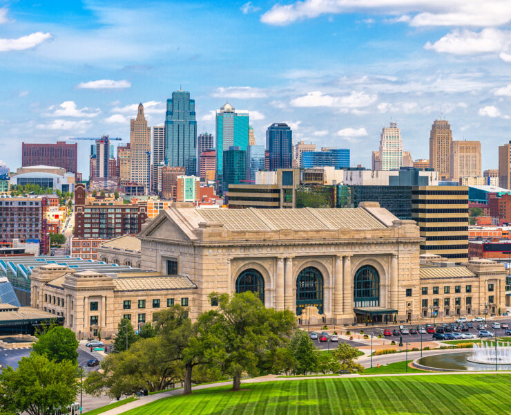 Uitzicht op Union Station in Kansas City, Missouri