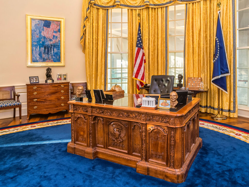 Replica van de Oval Office van president Bill Clinton in Little Rock, Arkansas Replica van de Oval Office van president Bill Clinton in Little Rock, Arkansas