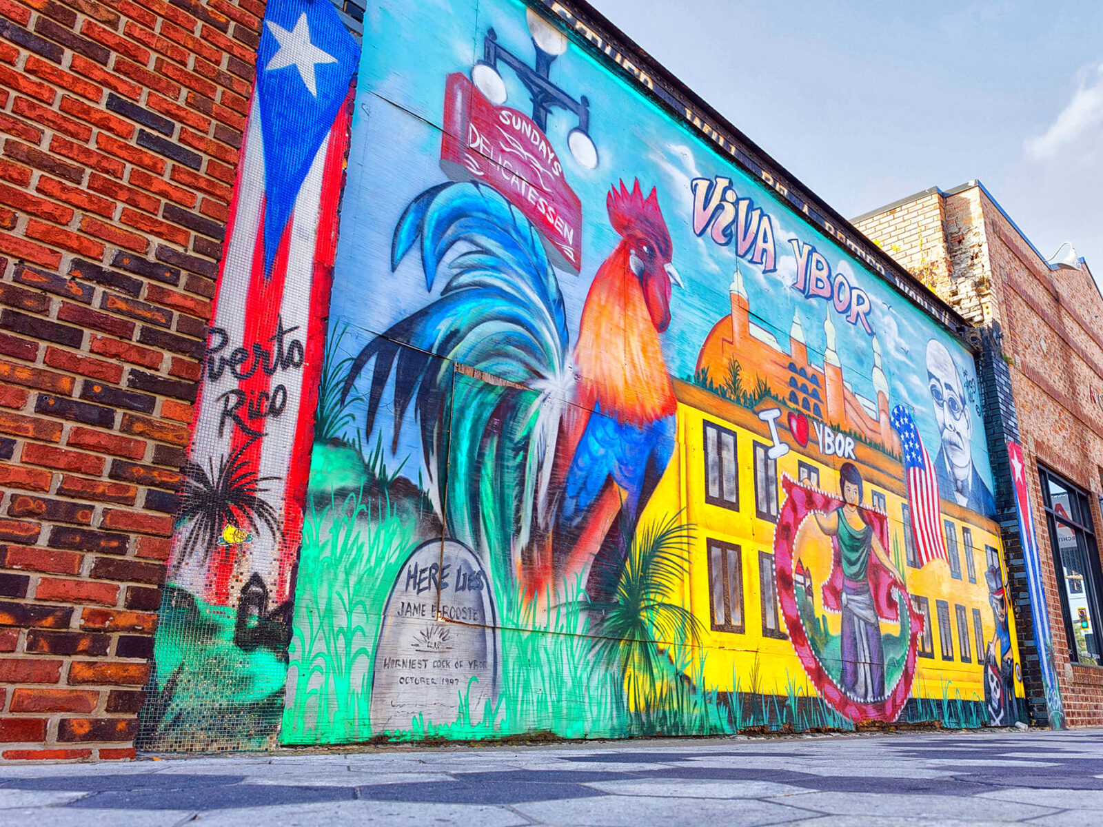 Streetart in de wijk Ybor City in Tampa, Florida