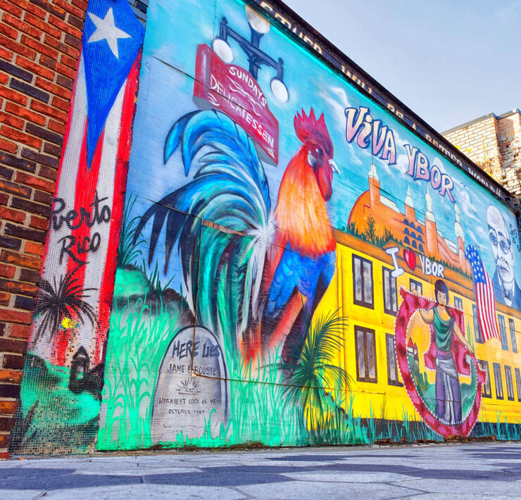Streetart in de wijk Ybor City in Tampa, Florida